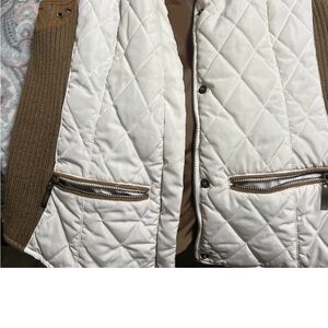 Women's Quilted White and Brown Jacket